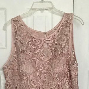 Adrianna Papel Size 14 Pink sheath dress with pink lace overlay